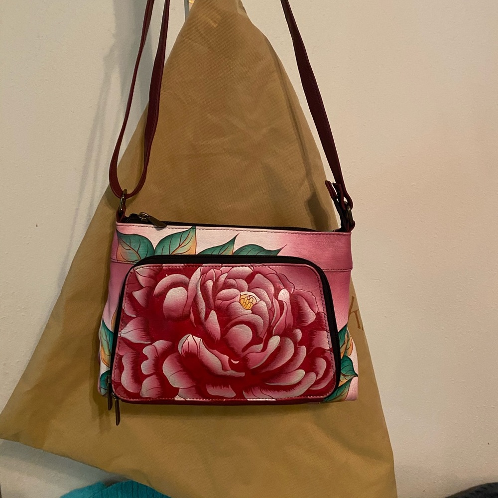 Anuschka Precious Peony Crossbody purse